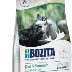 Bozita Diet & Stomach Cat Dry Food with Elk - 400 g - Grain-Free Dry Food for Sensitive Adult Cats - 34% Protein, 10% Fat - No Sugar & GMO - Easy to Digest