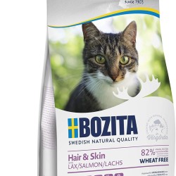 Bozita Hair & Skin Wheat Free Salmon | 400 g | Complete Food for Adult Cats | Especially Suitable for Cats with Long Fur and Cats | Balanced Mineral Content