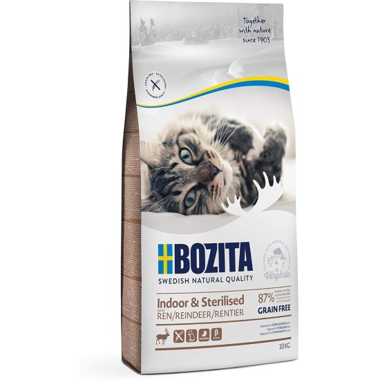 Bozita Indoor & Sterilised Cat Dry Food with Reindeer - 2kg - Wheat Cat Food for Sterilised Domestic Cats - 33% Protein, 14% Fat - GMO Free, Complete Food Bozita Indoor & Sterilised Cat Dry Food with Reindeer - 2kg - Wheat Cat Food for Sterilised Domestic Cats - 33% Protein, 14% Fat - GMO Free, Complete Food