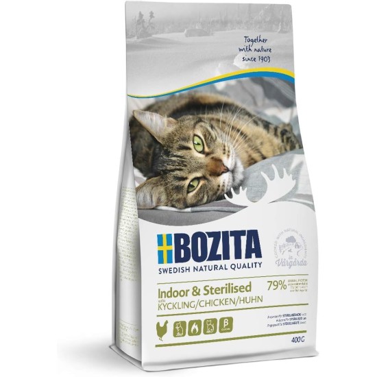 Bozita Indoor & Sterilised Cat Dry Food with Reindeer - 2kg - Wheat Cat Food for Sterilised Domestic Cats - 33% Protein, 14% Fat - GMO Free, Complete Food Bozita Indoor & Sterilised Cat Dry Food with Reindeer - 2kg - Wheat Cat Food for Sterilised Domestic Cats - 33% Protein, 14% Fat - GMO Free, Complete Food