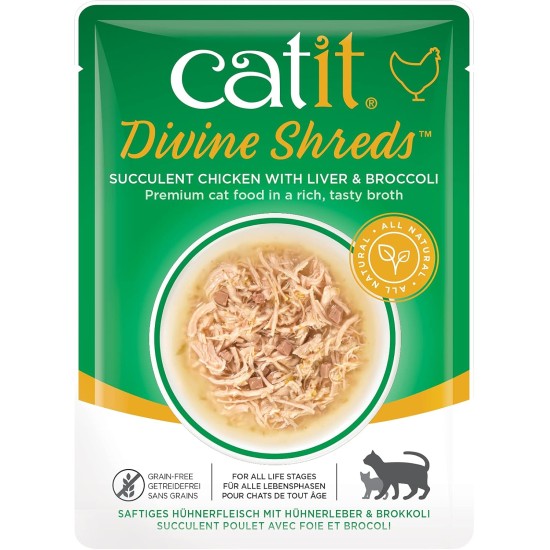 Catit Divine Shreds, Premium Cat Food, Dry Food Topping, Topping for Dry Food, with Tuna with Chicken Meat and Wakame, Pack of 1, 75 g Catit Divine Shreds, Premium Cat Food, Dry Food Topping, Topping for Dry Food, with Tuna with Chicken Meat and Wakame, Pack of 1, 75 g
