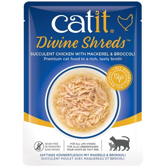 Catit Divine Shreds, Premium Cat Food, Dry Food Topping, Topping for Dry Food, with Tuna with Chicken Meat and Wakame, Pack of 1, 75 g Catit Divine Shreds, Premium Cat Food, Dry Food Topping, Topping for Dry Food, with Tuna with Chicken Meat and Wakame, Pack of 1, 75 g
