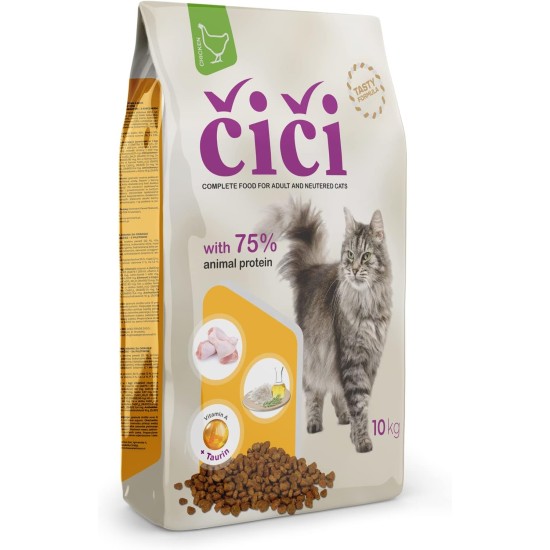 CiCi Complete Dry Cat Food for Adults and Neutered Cats with Poultry 10kg CiCi Complete Dry Cat Food for Adults and Neutered Cats with Poultry 10kg