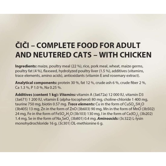CiCi Complete Dry Cat Food for Adults and Neutered Cats with Poultry 10kg CiCi Complete Dry Cat Food for Adults and Neutered Cats with Poultry 10kg