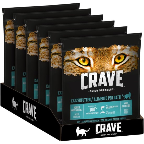 Crave Adult Dry Food with Turkey & Chicken, 6 Bags, 6 x 750 g, Premium Dry Cat Food with High Protein Content and Grain-Free, Made with 100% Natural Chicken Crave Adult Dry Food with Turkey & Chicken, 6 Bags, 6 x 750 g, Premium Dry Cat Food with High Protein Content and Grain-Free, Made with 100% Natural Chicken