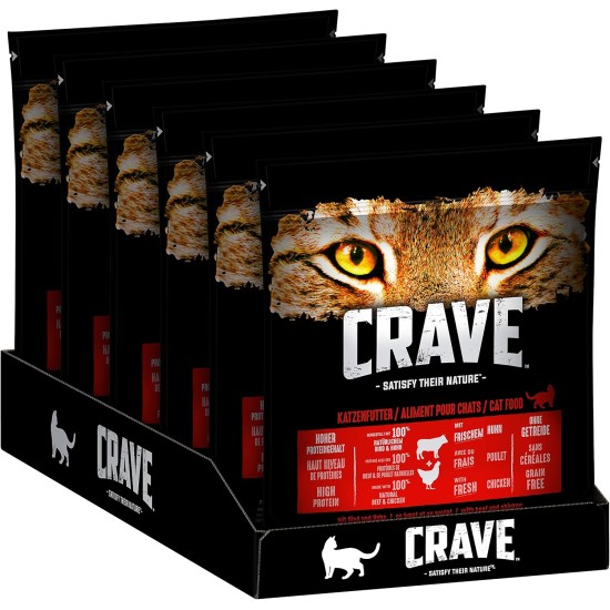 Crave Adult Dry Food with Turkey & Chicken, 6 Bags, 6 x 750 g, Premium Dry Cat Food with High Protein Content and Grain-Free, Made with 100% Natural Chicken Crave Adult Dry Food with Turkey & Chicken, 6 Bags, 6 x 750 g, Premium Dry Cat Food with High Protein Content and Grain-Free, Made with 100% Natural Chicken