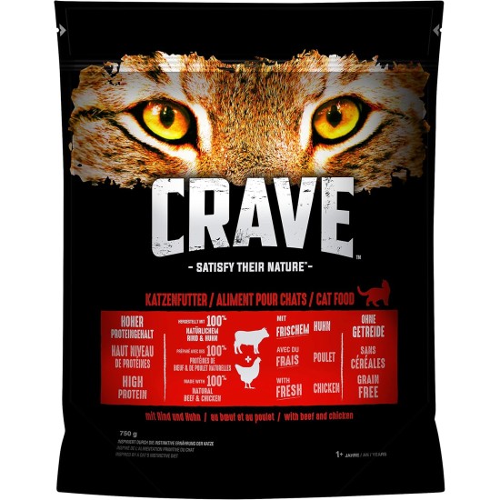 Crave Adult Dry Food with Turkey & Chicken, 6 Bags, 6 x 750 g, Premium Dry Cat Food with High Protein Content and Grain-Free, Made with 100% Natural Chicken Crave Adult Dry Food with Turkey & Chicken, 6 Bags, 6 x 750 g, Premium Dry Cat Food with High Protein Content and Grain-Free, Made with 100% Natural Chicken