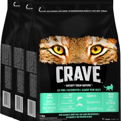 Crave Premium Dry Food with Salmon & White Fish for Cats - Grain-Free Adult Cat Food with High Protein Content - 3 x 2.8 kg Crave Premium Dry Food with Salmon & White Fish for Cats - Grain-Free Adult Cat Food with High Protein Content - 3 x 2.8 kg