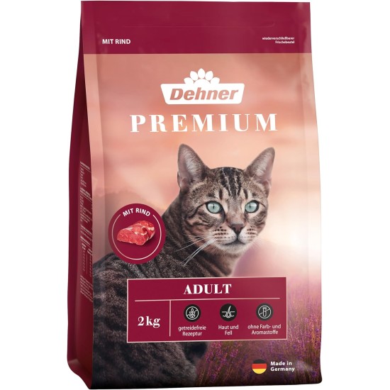 Dehner Premium Cat Food Dry Food Grain Free Adult Cats Beef 2kg Dehner Premium Cat Food Dry Food Grain Free Adult Cats Beef 2kg