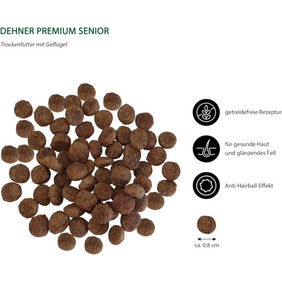 Dehner Premium Cat Food Light Dry Food Grain-Free / Calorie Reduced for Older Cats, Poultry, 2 kg Dehner Premium Cat Food Light Dry Food Grain-Free / Calorie Reduced for Older Cats, Poultry, 2 kg