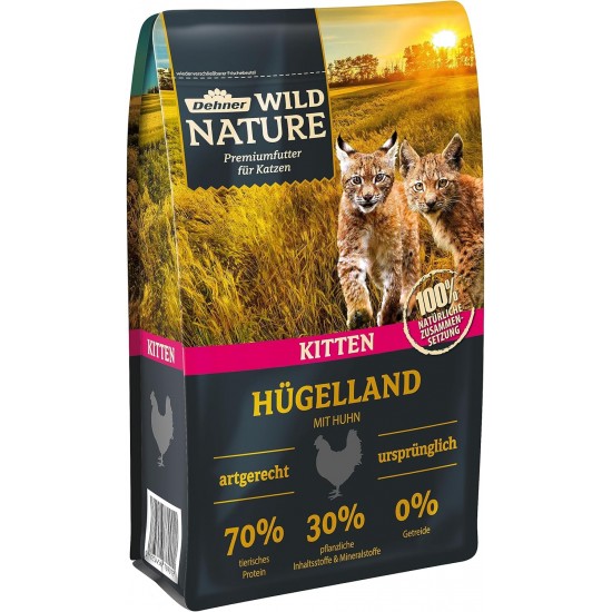 Dehner Wild Nature Kitten Hügelland Dry Food Grain-Free for Young Cats, Chicken, 1.5 kg