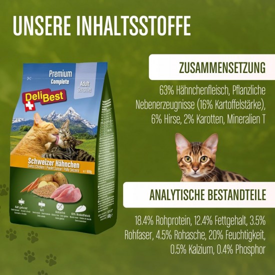 DeliBest Adult Sensitive Complete Cat Beef I Semi-Moist Cat Food for Cats Adult I Made from 100% Swiss Beef I Grain-Free & No Other Additives I Cat Food Cold Pressed I 600 g DeliBest Adult Sensitive Complete Cat Beef I Semi-Moist Cat Food for Cats Adult I Made from 100% Swiss Beef I Grain-Free & No Other Additives I Cat Food Cold Pressed I 600 g