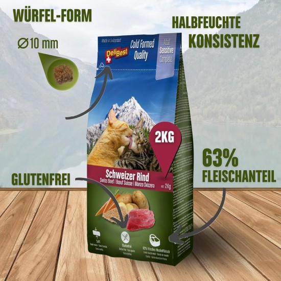 DeliBest Adult Sensitive Complete Cat Beef I Semi-Moist Cat Food for Cats Adult I Made from 100% Swiss Beef I Grain-Free & No Other Additives I Cat Food Cold Pressed I 600 g DeliBest Adult Sensitive Complete Cat Beef I Semi-Moist Cat Food for Cats Adult I Made from 100% Swiss Beef I Grain-Free & No Other Additives I Cat Food Cold Pressed I 600 g