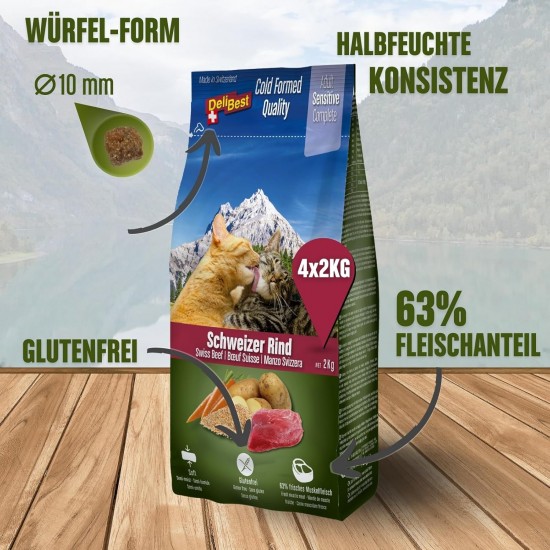DeliBest Adult Sensitive Complete Cat Beef I Semi-Moist Cat Food for Cats Adult I Made from 100% Swiss Beef I Grain-Free & No Other Additives I Cat Food Cold Pressed I 600 g DeliBest Adult Sensitive Complete Cat Beef I Semi-Moist Cat Food for Cats Adult I Made from 100% Swiss Beef I Grain-Free & No Other Additives I Cat Food Cold Pressed I 600 g