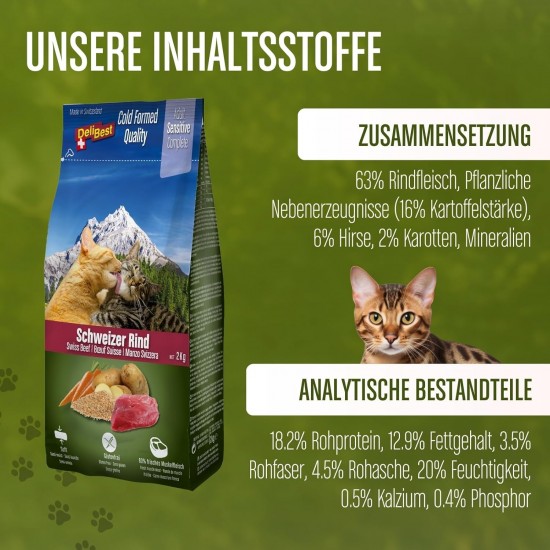 DeliBest Adult Sensitive Complete Cat Beef I Semi-Moist Cat Food for Cats Adult I Made from 100% Swiss Beef I Grain-Free & No Other Additives I Cat Food Cold Pressed I 600 g DeliBest Adult Sensitive Complete Cat Beef I Semi-Moist Cat Food for Cats Adult I Made from 100% Swiss Beef I Grain-Free & No Other Additives I Cat Food Cold Pressed I 600 g