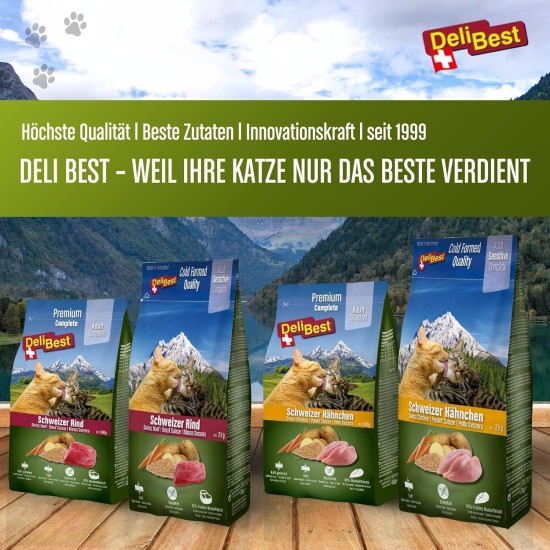 DeliBest Adult Sensitive Complete Cat Beef I Semi-Moist Cat Food for Cats Adult I Made from 100% Swiss Beef I Grain-Free & No Other Additives I Cat Food Cold Pressed I 600 g DeliBest Adult Sensitive Complete Cat Beef I Semi-Moist Cat Food for Cats Adult I Made from 100% Swiss Beef I Grain-Free & No Other Additives I Cat Food Cold Pressed I 600 g