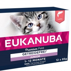EUKANUBA Junior Wet Grain-Free Cat Food - Premium Wet Food with Lots of Salmon for Kittens, 12 x 85 g EUKANUBA Junior Wet Grain-Free Cat Food - Premium Wet Food with Lots of Salmon for Kittens, 12 x 85 g