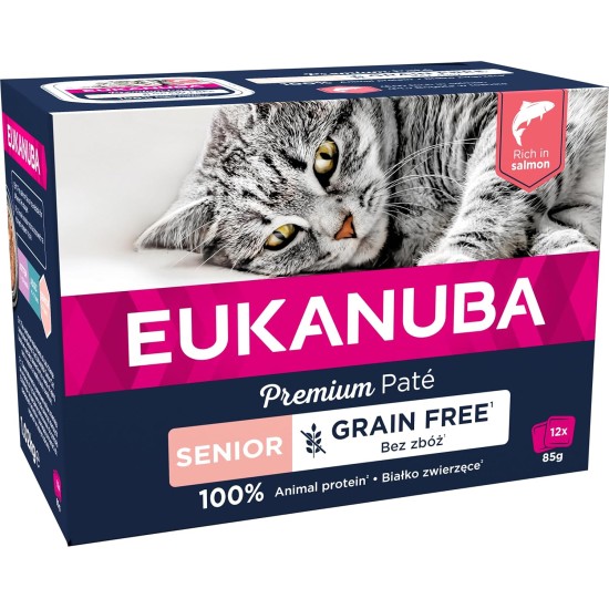EUKANUBA Junior Wet Grain-Free Cat Food - Premium Wet Food with Lots of Salmon for Kittens, 12 x 85 g EUKANUBA Junior Wet Grain-Free Cat Food - Premium Wet Food with Lots of Salmon for Kittens, 12 x 85 g