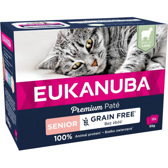 EUKANUBA Junior Wet Grain-Free Cat Food - Premium Wet Food with Lots of Salmon for Kittens, 12 x 85 g EUKANUBA Junior Wet Grain-Free Cat Food - Premium Wet Food with Lots of Salmon for Kittens, 12 x 85 g