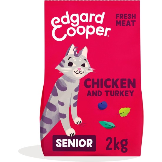 Edgard & Cooper Cat Food for Seniors (Turkey & Chicken, 2kg), Sterilized and Active Cat Food, Grain-Free, Natural Ingredients, Fresh Meat, Hypoallergenic, No Added Sugar Edgard & Cooper Cat Food for Seniors (Turkey & Chicken, 2kg), Sterilized and Active Cat Food, Grain-Free, Natural Ingredients, Fresh Meat, Hypoallergenic, No Added Sugar