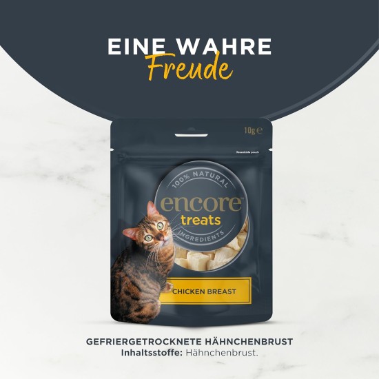 Encore 100% Natural Chicken Breast Cat Snacks, Freeze Dried, Grain-Free Healthy Snacks - 12 x 10 g Encore 100% Natural Chicken Breast Cat Snacks, Freeze Dried, Grain-Free Healthy Snacks - 12 x 10 g