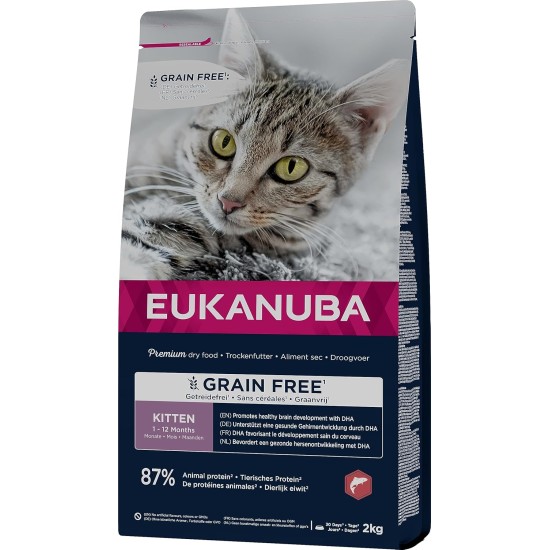 Eukanuba Senior Katzenfutter trocken getreidefrei - Premium Trockenfutter mit viel Lachs für ältere Katzen, 2kg Eukanuba Senior Katzenfutter trocken getreidefrei - Premium Trockenfutter mit viel Lachs für ältere Katzen, 2kg