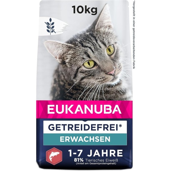 Eukanuba Senior Katzenfutter trocken getreidefrei - Premium Trockenfutter mit viel Lachs für ältere Katzen, 2kg Eukanuba Senior Katzenfutter trocken getreidefrei - Premium Trockenfutter mit viel Lachs für ältere Katzen, 2kg