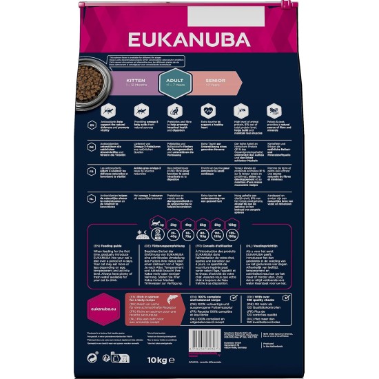Eukanuba Senior Katzenfutter trocken getreidefrei - Premium Trockenfutter mit viel Lachs für ältere Katzen, 2kg Eukanuba Senior Katzenfutter trocken getreidefrei - Premium Trockenfutter mit viel Lachs für ältere Katzen, 2kg