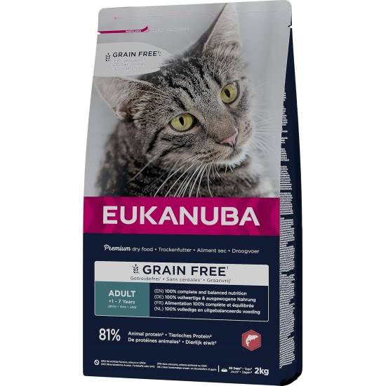 Eukanuba Senior Katzenfutter trocken getreidefrei - Premium Trockenfutter mit viel Lachs für ältere Katzen, 2kg Eukanuba Senior Katzenfutter trocken getreidefrei - Premium Trockenfutter mit viel Lachs für ältere Katzen, 2kg