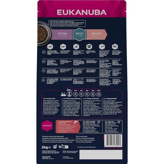 Eukanuba Senior Katzenfutter trocken getreidefrei - Premium Trockenfutter mit viel Lachs für ältere Katzen, 2kg Eukanuba Senior Katzenfutter trocken getreidefrei - Premium Trockenfutter mit viel Lachs für ältere Katzen, 2kg
