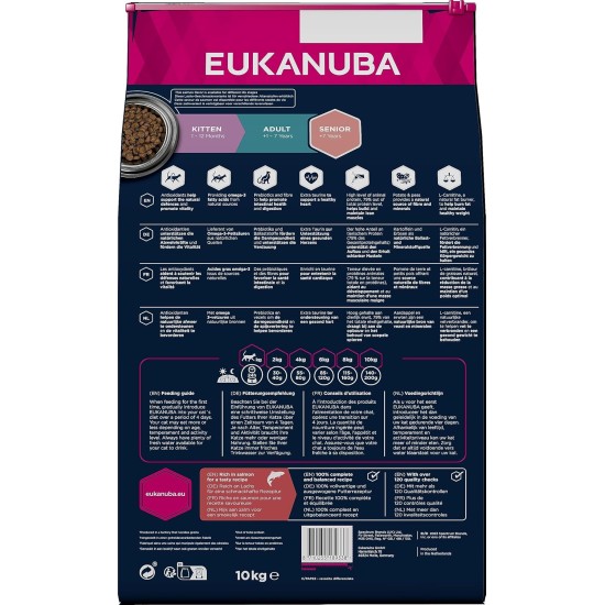 Eukanuba Senior Katzenfutter trocken getreidefrei - Premium Trockenfutter mit viel Lachs für ältere Katzen, 2kg Eukanuba Senior Katzenfutter trocken getreidefrei - Premium Trockenfutter mit viel Lachs für ältere Katzen, 2kg