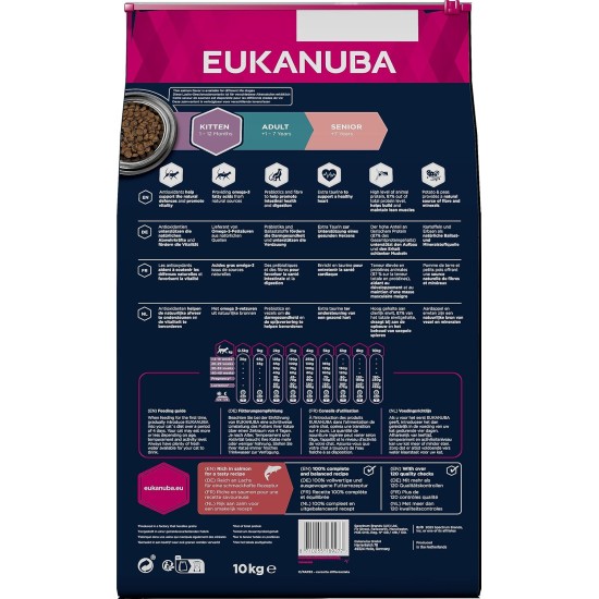 Eukanuba Senior Katzenfutter trocken getreidefrei - Premium Trockenfutter mit viel Lachs für ältere Katzen, 2kg Eukanuba Senior Katzenfutter trocken getreidefrei - Premium Trockenfutter mit viel Lachs für ältere Katzen, 2kg