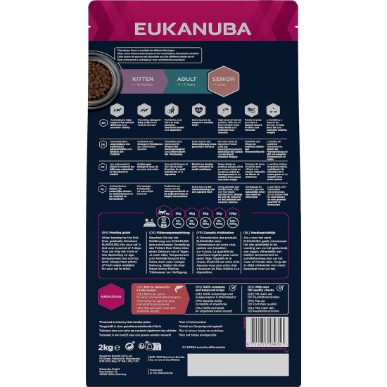 Eukanuba Senior Katzenfutter trocken getreidefrei - Premium Trockenfutter mit viel Lachs für ältere Katzen, 2kg Eukanuba Senior Katzenfutter trocken getreidefrei - Premium Trockenfutter mit viel Lachs für ältere Katzen, 2kg
