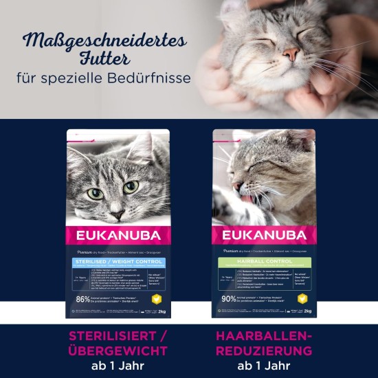 Eukanuba Special Food for Cats, Premium Dry Food, Tailored to Special Needs (Sensible Digestion / Sterilised / Anti-Hair Balls) Eukanuba Special Food for Cats, Premium Dry Food, Tailored to Special Needs (Sensible Digestion / Sterilised / Anti-Hair Balls)