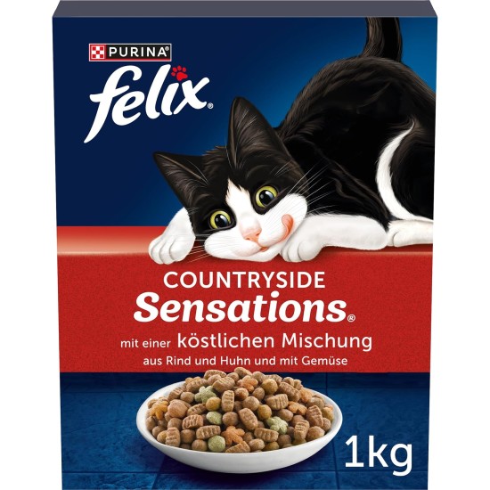 FELIX Countryside Sensations Dry Cat Food with Beef and Chicken, Pack of 1 (1 x 1 kg) FELIX Countryside Sensations Dry Cat Food with Beef and Chicken, Pack of 1 (1 x 1 kg)