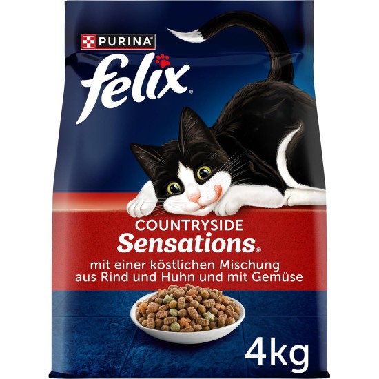 FELIX Countryside Sensations Dry Cat Food with Beef and Chicken, Pack of 1 (1 x 1 kg) FELIX Countryside Sensations Dry Cat Food with Beef and Chicken, Pack of 1 (1 x 1 kg)