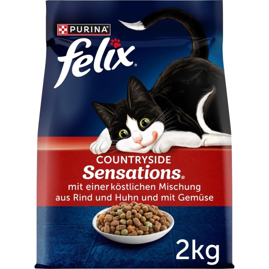 FELIX Countryside Sensations Dry Cat Food with Beef and Chicken, Pack of 1 (1 x 1 kg) FELIX Countryside Sensations Dry Cat Food with Beef and Chicken, Pack of 1 (1 x 1 kg)