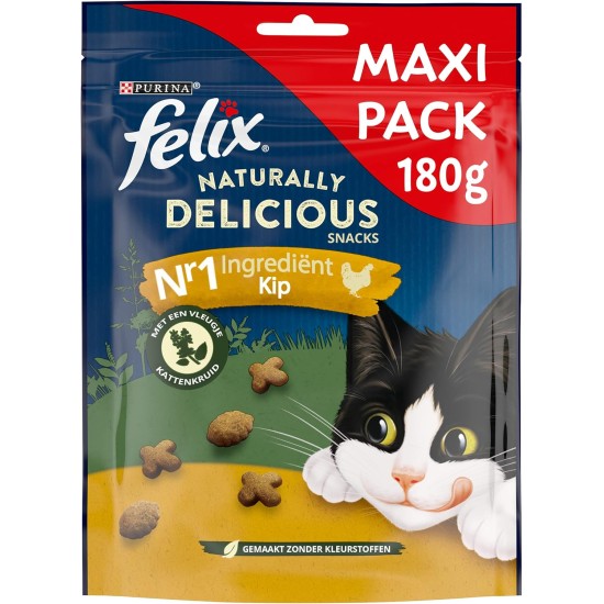 FELIX Naturally Delicious Snacks | Adult | Treats for Cats | Chicken with a Touch of Grass | 180 g FELIX Naturally Delicious Snacks | Adult | Treats for Cats | Chicken with a Touch of Grass | 180 g