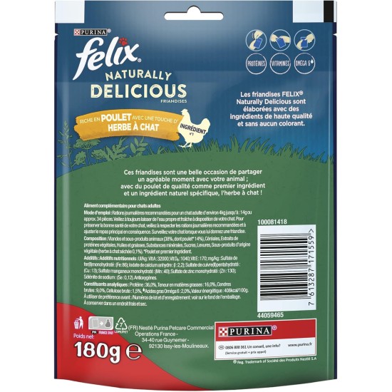 FELIX Naturally Delicious Snacks | Adult | Treats for Cats | Chicken with a Touch of Grass | 180 g FELIX Naturally Delicious Snacks | Adult | Treats for Cats | Chicken with a Touch of Grass | 180 g