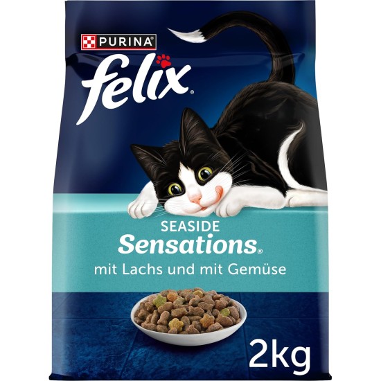 FELIX Seaside Sensations Dry Cat Food with Salmon and Vegetables, Pack of 1 (1 x 1 kg) FELIX Seaside Sensations Dry Cat Food with Salmon and Vegetables, Pack of 1 (1 x 1 kg)