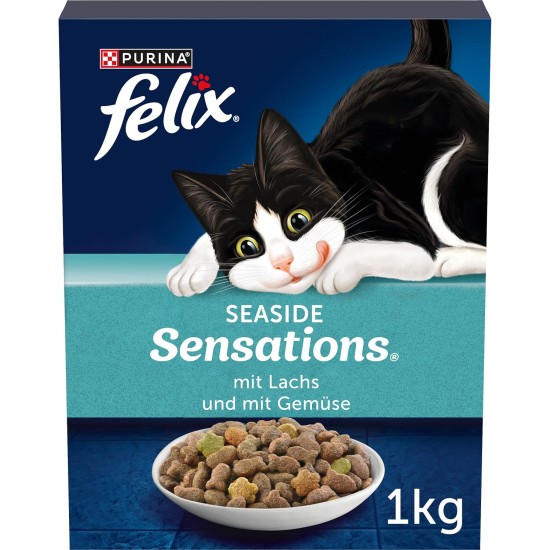 FELIX Seaside Sensations Dry Cat Food with Salmon and Vegetables, Pack of 1 (1 x 1 kg)