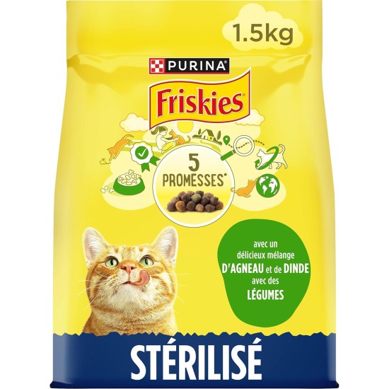 FRISKIES Lamb, Turkey and Vegetables - 1.5kg - Sterilised Cat Dry Food FRISKIES Lamb, Turkey and Vegetables - 1.5kg - Sterilised Cat Dry Food
