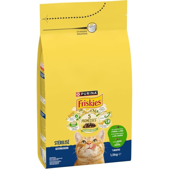 FRISKIES Lamb, Turkey and Vegetables - 1.5kg - Sterilised Cat Dry Food FRISKIES Lamb, Turkey and Vegetables - 1.5kg - Sterilised Cat Dry Food