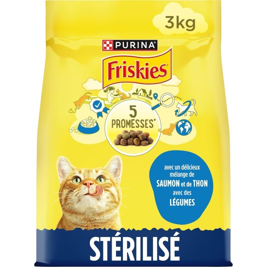 FRISKIES Salmon, Tuna and Vegetables - 3kg - Dry Food for Sterilised Cats FRISKIES Salmon, Tuna and Vegetables - 3kg - Dry Food for Sterilised Cats