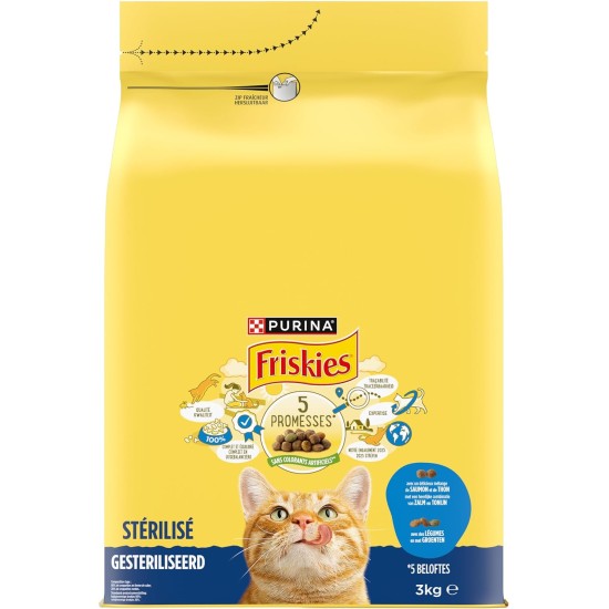 FRISKIES Salmon, Tuna and Vegetables - 3kg - Dry Food for Sterilised Cats FRISKIES Salmon, Tuna and Vegetables - 3kg - Dry Food for Sterilised Cats