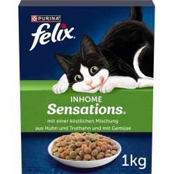 Felix Inhome Sensations Cat Dry Food (with Chicken Grain and Addition of Garden Green) 1 kg Box