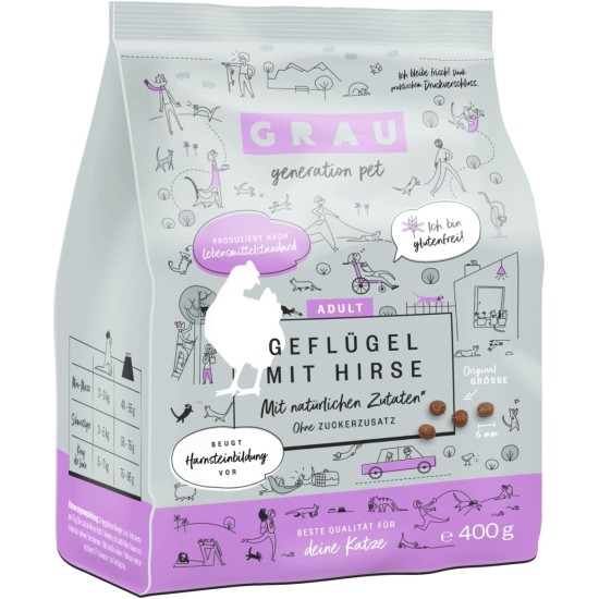 GRAU The Original Dry Food for Cats - Poultry with Millet, Pack of 1 (1 x 400 g), Gluten-Free, for Adult and Older Cats GRAU The Original Dry Food for Cats - Poultry with Millet, Pack of 1 (1 x 400 g), Gluten-Free, for Adult and Older Cats