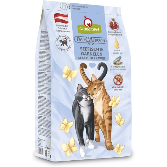 GranataPet DeliCatessen Sea Fish & Shrimp Adult, Dry Food for Cats, Tasty Cat Food, Complete Feed without Grains & No Added Sugar, 1800 g GranataPet DeliCatessen Sea Fish & Shrimp Adult, Dry Food for Cats, Tasty Cat Food, Complete Feed without Grains & No Added Sugar, 1800 g