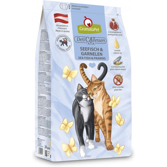GranataPet DeliCatessen Sea Fish & Shrimp Adult, Dry Food for Cats, Tasty Cat Food, Complete Feed without Grains & No Added Sugar, 1800 g GranataPet DeliCatessen Sea Fish & Shrimp Adult, Dry Food for Cats, Tasty Cat Food, Complete Feed without Grains & No Added Sugar, 1800 g