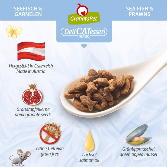 GranataPet Delicatessen Adult Poultry, 300 g, Dry Food for Cats, Tasty Cat Food, Complete Feed without Grains and No Added Sugar GranataPet Delicatessen Adult Poultry, 300 g, Dry Food for Cats, Tasty Cat Food, Complete Feed without Grains and No Added Sugar